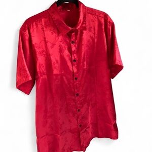 Satin Red Button Up Shirt